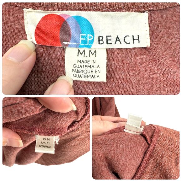 Free People Beach Bi-Coastal Pink Duster Cardigan Sz M Open Front Long Pockets - Picture 14 of 14